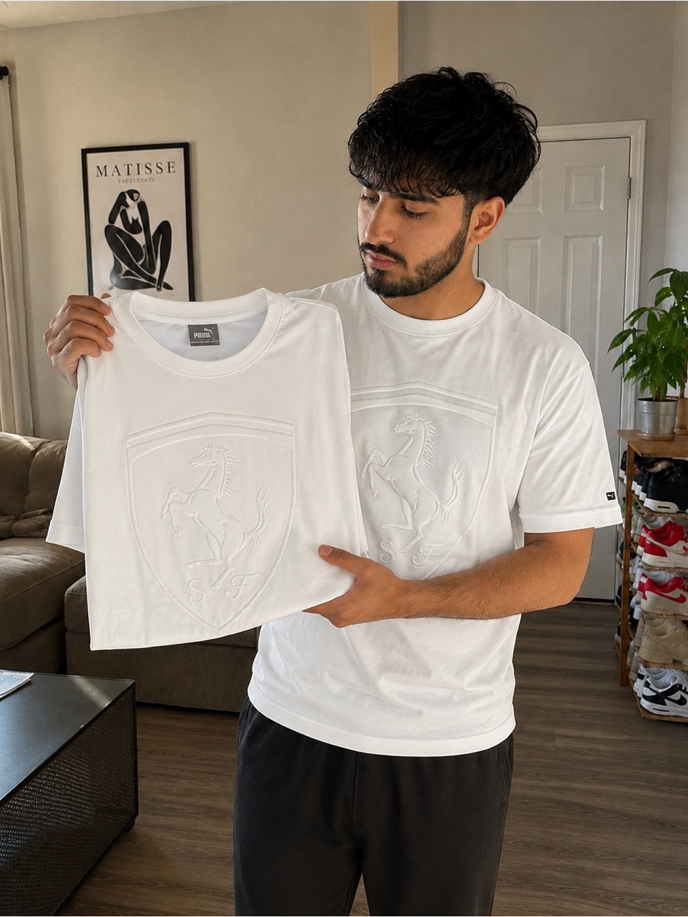 Puma White Embossed Crest Short Sleeve Tee